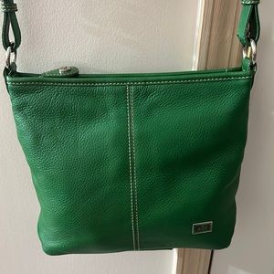 Saks Green Pebo leather hobo handbag
